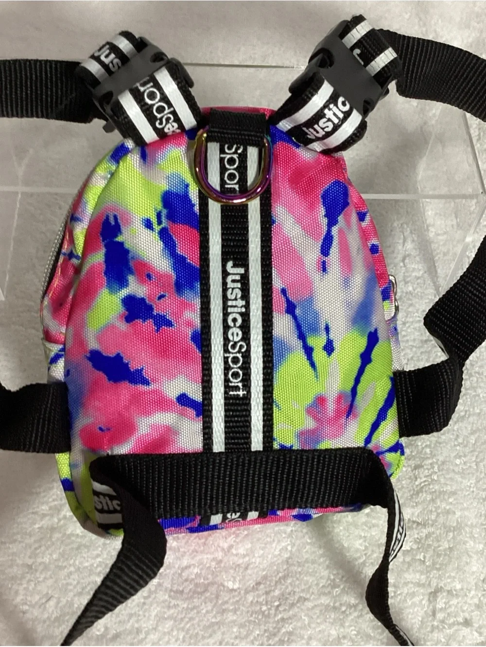 Justice Sport XS Pet Tiedye Nylon Wastebag Dispensing Harness Backpack EUC